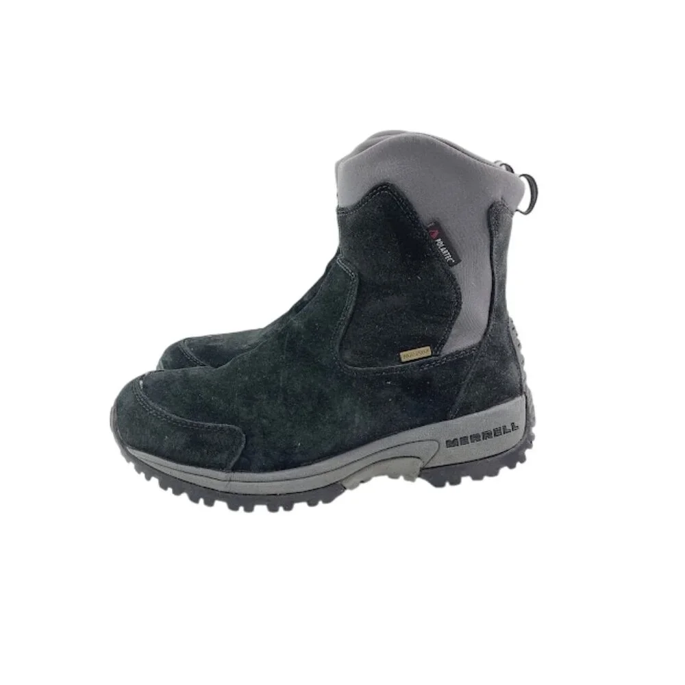 Merrell Women's Black Tundra Leather Polartec Thinsulate Winter Snow‎ Boot 6.5